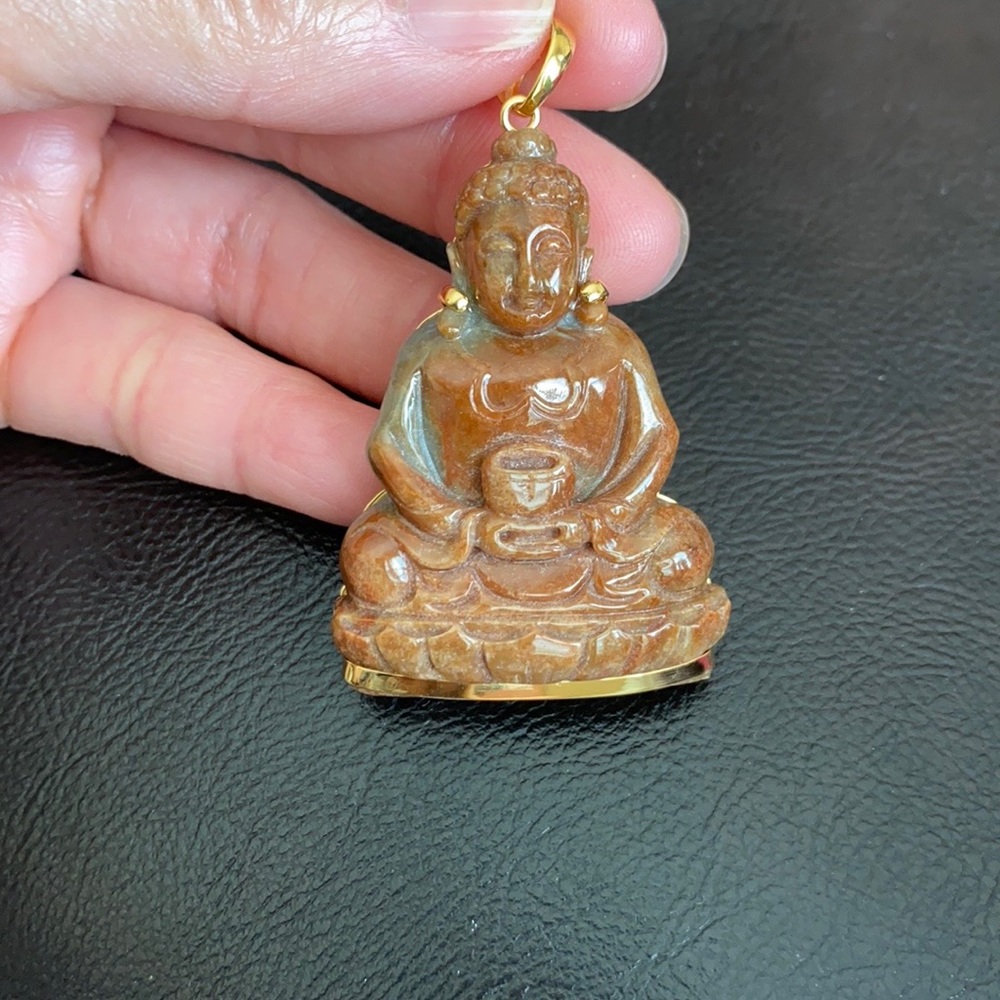 Real Gold Zen Meditaion Buddhist Buddha Pendant